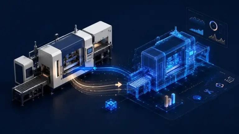 Impianto produttivo sincronizzato con il suo gemello digitale