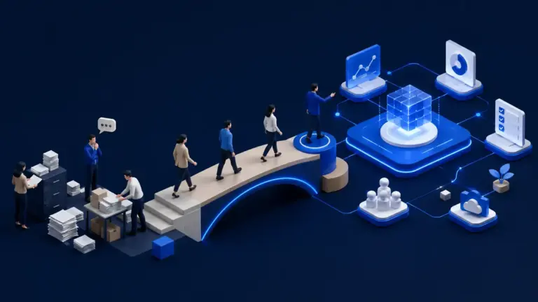 Team accompagnato dal lavoro manuale verso processi digitali connessi